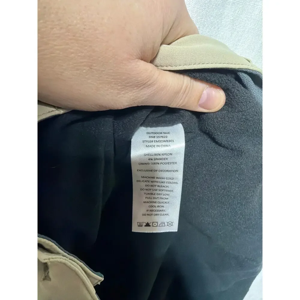 Eddie Bauer Hiking Pants 42X32 Tan Fleece Lined Performance Cargo